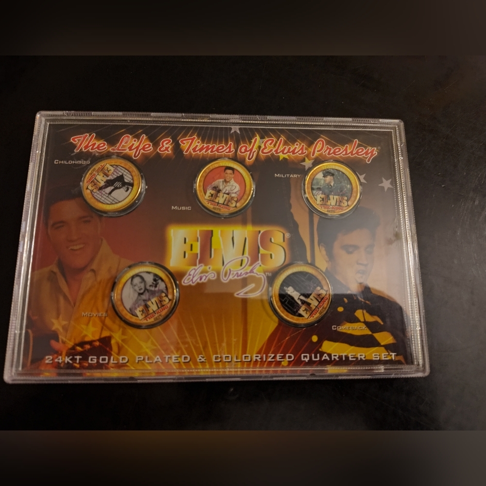 The Life and times of Elvis Presley 24kt Gold plated & colorized quarter set